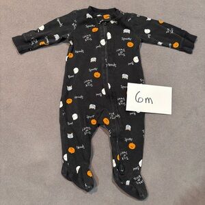Carter's Black Halloween Footie with Ghosts and Pumpkins